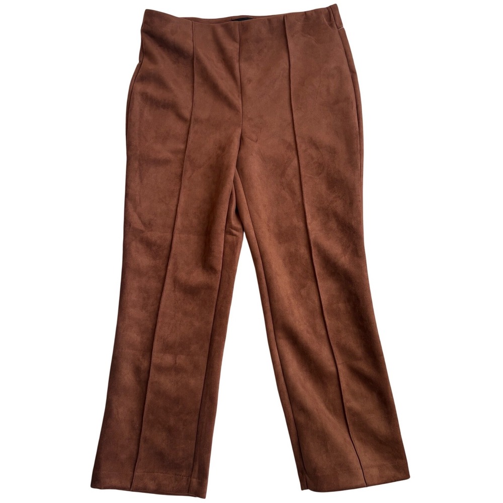 RAFAELLA Womens Tiramisu Faux Suede Cropped Boot Pants Size 6 NWT